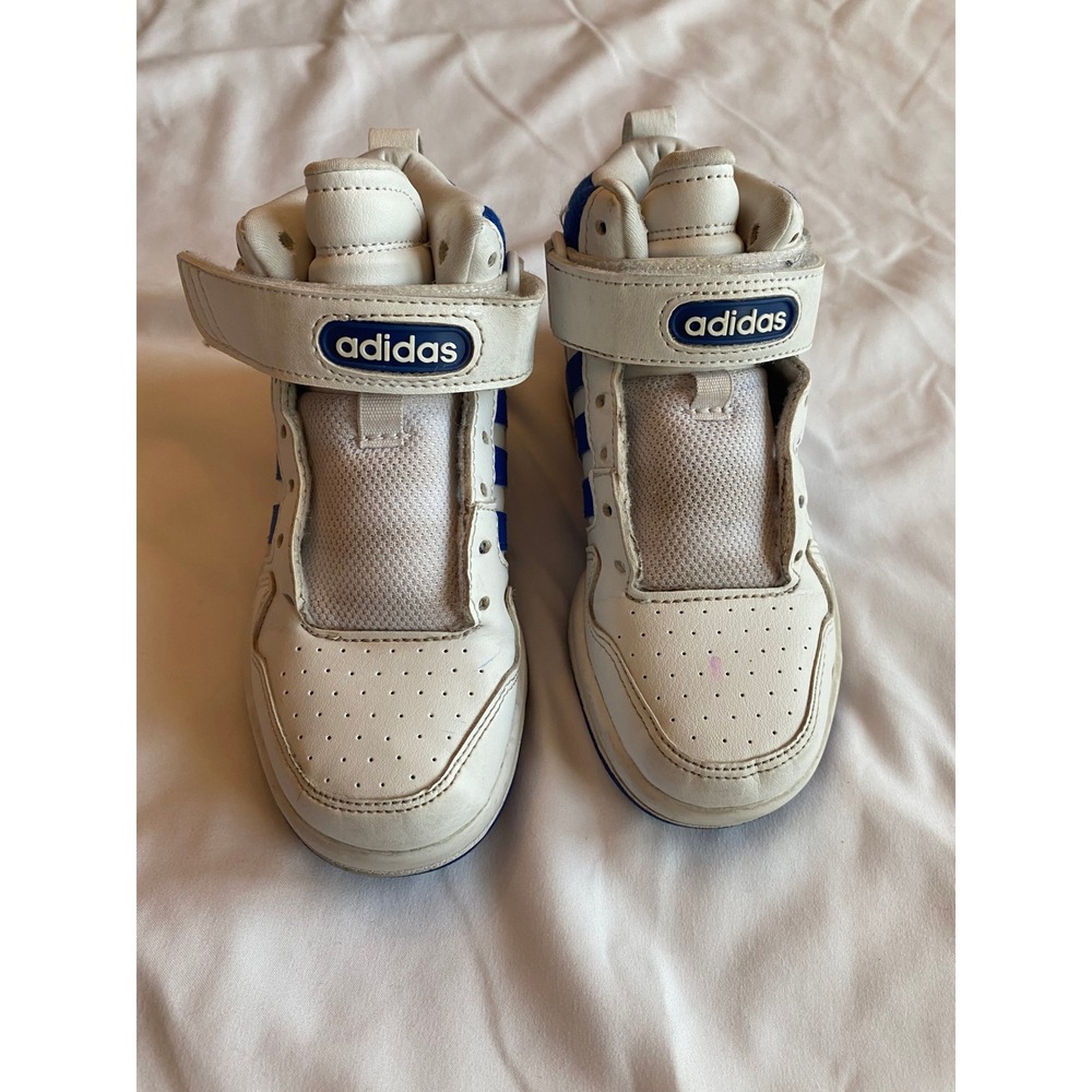 Adidas Kids High Top Sneakers GW0456 White Blue Size 11K Retro Sporty